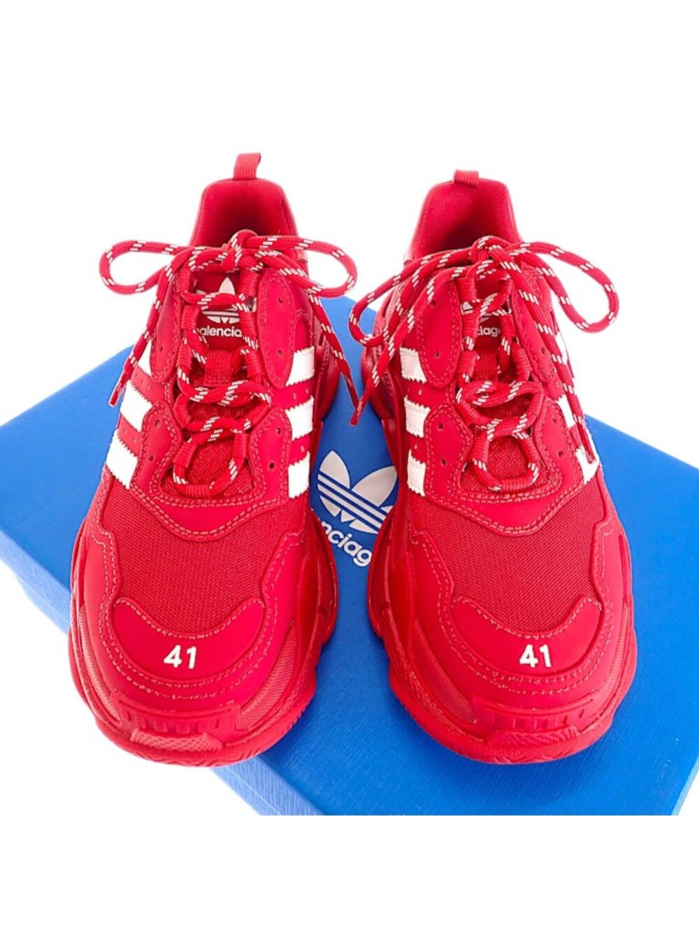 Balenciaga Adidas Collaboration Triple S Sneakers Leather Red